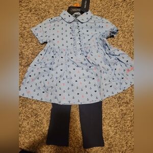 Nautica Light Blue Anchor Shirt with Dark Blue Leggings